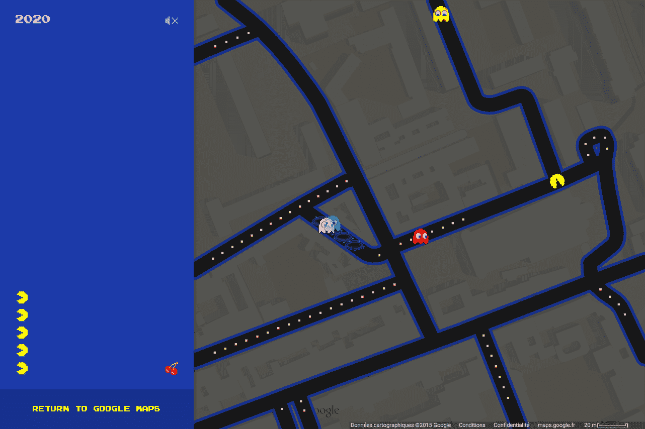Pac-Man sur Google Maps